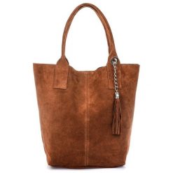 Worek koniakowy skórzany L82. Szare torebki klasyczne z aplikacjami, z materiału, zamszowe, bez dodatków. Za 164.99 zł.