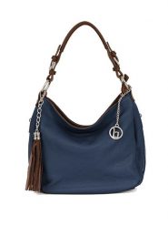 Lia Biassoni Skórzana torebka "Garga" w kolorze niebieskim - 36 x 26 x 10 cm rozmiar: onesize. Niebieskie torby na ramię Lia Biassoni, z aplikacjami, z materiału, na ramię, bez dodatków. Za 303.78 zł.