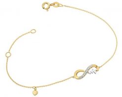 Bransoletka z żółtego złota z diamentami - nieskończoność, serce, EKG serca - 0,01 ct - próba 375. Żółte bransoletki Apart, z diamentem, złote. Za 1,329.00 zł.