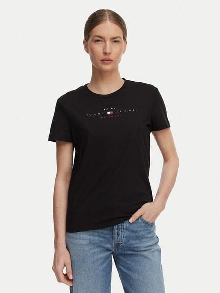 Tommy Jeans T-Shirt Linear Ss Tee DW0DW22789 Czarny Regular Fit. Czarne t-shirty Tommy Jeans, xs, bez wzorów, z bawełny, bez kołnierzyka, bez ramiączek. Za 144.99 zł.