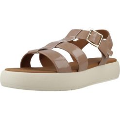 Sandały GEOX D CAMALEI Rose. Czerwone sandały Geox, bez wzorów, z materiału, klasyczne, bez obcasa, bez zapięcia. Za 330.99 zł.