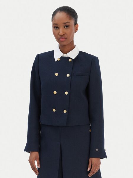 Tommy Hilfiger Kurtka przejściowa WW0WW47792 Granatowy Regular Fit. Niebieskie kurtki TOMMY HILFIGER, bez wzorów, z wełny, bez kaptura. Za 1,229.00 zł.