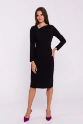 Elegancka sukienka ołówkowa z asymetrycznym dekoltem czarna. Czarne sukienki Stylove, do pracy, m, bez wzorów, z elastanu, biznesowe, z asymetrycznym kołnierzem, bez ramiączek, asymetryczne. Za 309.00 zł.