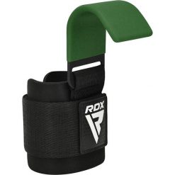 Paski do podnoszenia ciężarów z hakami RDX W5 Weight Lifting Hook Strap. Zielone paski RDX SPORTS, bez wzorów, sportowe. Za 89.99 zł.