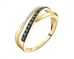 Pierścionek z żółtego złota z diamentami - 0,18 ct - próba 585. Żółte pierścionki Apart, z diamentem, złote. Za 2,890.00 zł.