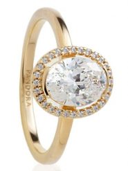 Pandora Pozłacany pierścionek z cyrkoniami rozmiar: 58. Żółte pierścionki Pandora, z cyrkonią, pozłacane. Za 353.27 zł.
