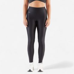 Legginsy do biegania damskie Kiprun Run 100. Czarne legginsy KALENJI, s, bez wzorów, z elastanu. Za 59.99 zł.