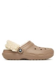 Crocs Klapki Classic Lined Clog 211396 Beżowy. Brązowe klapki Crocs, bez wzorów, z tworzywa sztucznego, bez obcasa. Za 259.99 zł.