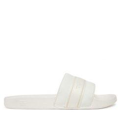 Klapki Tommy Hilfiger. Białe klapki TOMMY HILFIGER, bez wzorów, bez obcasa. Za 129.99 zł.