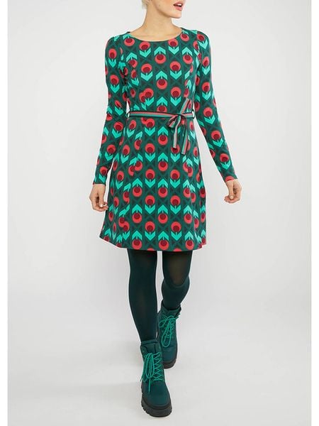 Blutsgeschwister Sukienka w kolorze zielonym rozmiar: M. Zielone sukienki Blutsgeschwister, na co dzień, m, bez wzorów, z bawełny, bez kołnierzyka, bez ramiączek, midi, proste. Za 143.22 zł.