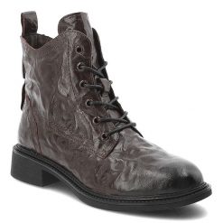 Brązowe Botki Artiker Skórzane Obuwie Damskie. Brązowe botki Artiker, bez wzorów, ze skóry, przed kolano, bez obcasa, bez zapięcia. Za 263.99 zł.