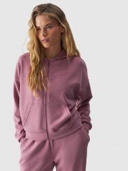 4F Bluza dresowa rozpinana z modalem damska - różowa M. Czerwone bluzy sportowe 4f, m, bez wzorów, z dresówki, z kapturem. W wyprzedaży za 79.99 zł.