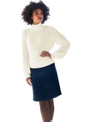 Heine Sweter w kolorze kremowym rozmiar: 46. Brązowe swetry Heine, bez wzorów, ze splotem, bez ramiączek. Za 69.99 zł.