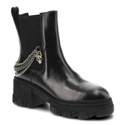 Czarne Botki Carinii Wygodne Skórzane Buty Damskie. Czarne botki Carinii, z aplikacjami, z jeansu, bez obcasa, bez zapięcia. Za 539.00 zł.