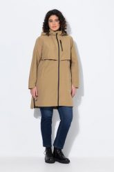 Damskie parka boczne rozcięcia na zamek kaptur kieszenie na zamek. Brązowe parki Ulla Popken, plus size, z bawełny, plus size, z kapturem. Za 639.99 zł.