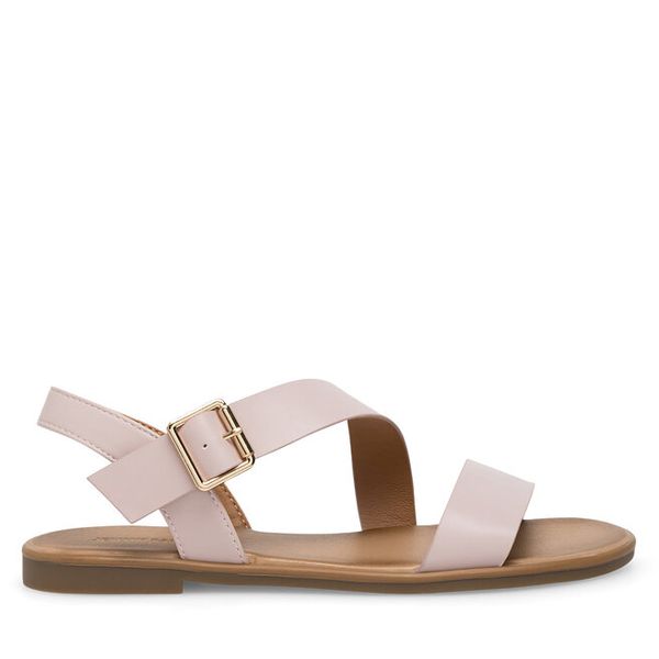 Sandały JENNY. Czerwone sandały Jenny, bez wzorów, bez obcasa, na płaskiej podeszwie, bez zapięcia. Za 79.99 zł.