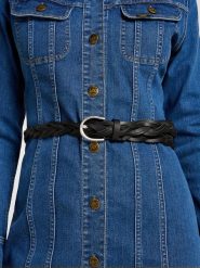 LEE DAMSKI PASEK LEE BRAIDED BELT BLACK 112351438. Czarne paski Lee, bez wzorów. Za 99.99 zł.