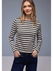 Street One Koszulka w kolorze granatowo-szarobrązowym rozmiar: 46. Brązowe bluzki Street One, bez wzorów, z bawełny, street, bez kołnierzyka, bez ramiączek. Za 84.21 zł.