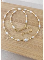 La Asena Pozłacany naszyjnik - dł. 42 cm rozmiar: onesize. Białe naszyjniki La Asena, z perłą, pozłacane. Za 34.99 zł.