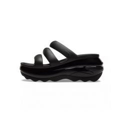 Klapki damskie Crocs Mega Crush Triple Strap. Czarne klapki Crocs, bez wzorów, z materiału, bez obcasa. Za 413.00 zł.