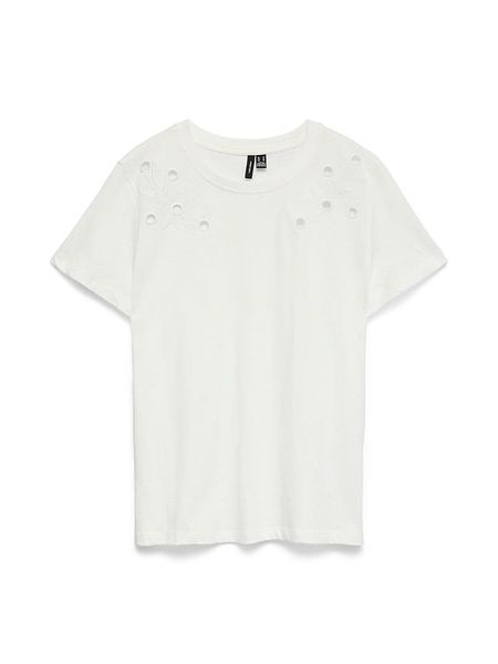 Vero Moda Koszulka w kolorze białym rozmiar: L. Białe bluzki Vero Moda, l, bez wzorów, z bawełny, bez kołnierzyka, bez ramiączek. Za 75.95 zł.