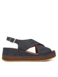 Clarks Sandały Kassanda Step 26181440 Granatowy. Niebieskie sandały Clarks, bez wzorów, z nubiku, bez obcasa, na koturnie, bez zapięcia. Za 409.99 zł.