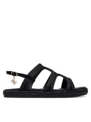 Guess Sandały FLJKLR FAB03 Czarny. Czarne sandały Guess, z aplikacjami, z syntetyku, bez obcasa, na płaskiej podeszwie, bez zapięcia. Za 549.99 zł.