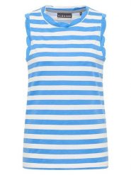 ELBSAND Top "Meevis" w kolorze niebiesko-białym rozmiar: L. Białe topy ELBSAND, l, bez wzorów, z bawełny, bez kołnierzyka, bez ramiączek. Za 104.39 zł.
