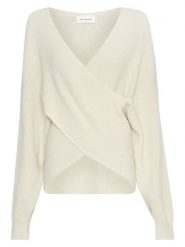 MOSS COPENHAGEN Sweter "Zinelle" w kolorze kremowym rozmiar: L/XL. Brązowe swetry Moss Copenhagen, l, bez wzorów, ze splotem, bez ramiączek. Za 218.57 zł.