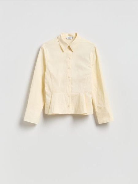 Koszula z zakładkami - jasnożółty. Żółte koszule Reserved, l, bez wzorów, z bawełny, bez kołnierzyka, bez ramiączek. Za 159.99 zł.