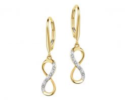 Kolczyki z żółtego złota z diamentami - nieskończoność - 0,03 ct - próba 375. Żółte kolczyki Apart, z diamentem, złote. Za 1,849.00 zł.
