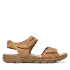 Sandały Josef Seibel. Brązowe sandały Josef Seibel, bez wzorów, bez obcasa, na płaskiej podeszwie, bez zapięcia. Za 399.99 zł.