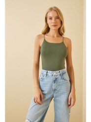 Happiness Istanbul Top w kolorze zielonym rozmiar: 36. Zielone topy Happiness Istanbul, bez wzorów, bez kołnierzyka, bez ramiączek. Za 50.95 zł.