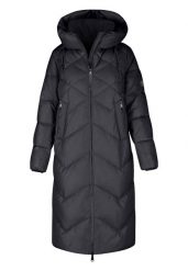 Długi, pikowany płaszcz J-CELESTE. Szare płaszcze Volcano, na zimę, xs, bez wzorów, z materiału, bez kaptura. Za 469.99 zł.