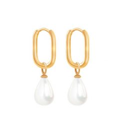 Kolczyki Cube z zawieszkami Pearls, pozłacane. Kolczyki Lilou, z perłą, pozłacane. Za 297.00 zł.