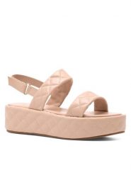 DeeZee Sandały KL-E8175-20 Beżowy. Brązowe sandały DeeZee, bez wzorów, z tworzywa sztucznego, bez obcasa, na koturnie, bez zapięcia. Za 129.99 zł.