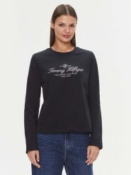 Tommy Hilfiger Bluzka WW0WW40292 Granatowy Regular Fit. Niebieskie bluzki TOMMY HILFIGER, xs, bez wzorów, z bawełny, bez kołnierzyka, bez ramiączek. Za 218.90 zł.