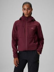 4F Kurtka softshell wiatroodporna membrana 8000 damska - burgundowa M. Czerwone kurtki sportowe 4f, m, bez wzorów, z softshellu, bez kaptura, trekkingowe. Za 499.99 zł.