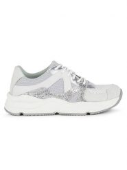 Geox Sneakersy "Topazio" w kolorze srebrno-szarym rozmiar: 37. Białe trampki Geox, bez wzorów, z gumy, bez zapięcia. Za 191.42 zł.