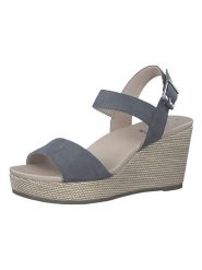 S.Oliver Sandały w kolorze niebieskim na koturnie rozmiar: 39. Niebieskie sandały S.Oliver, bez wzorów, z otwartym noskiem, bez obcasa, na koturnie, bez zapięcia. Za 110.29 zł.