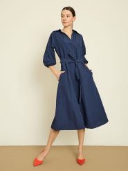 BGN Sukienka w kolorze granatowym rozmiar: 38. Niebieskie sukienki BGN, bez wzorów, bez kołnierzyka, bez ramiączek, midi. Za 172.89 zł.