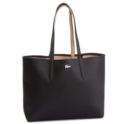 Torebka Lacoste. Czarne shopper Lacoste, bez wzorów, bez dodatków. Za 399.99 zł.