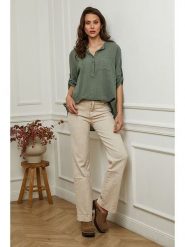 Fleur de Lin Bluzka "Msof" w kolorze khaki rozmiar: M. Brązowe bluzki Fleur de Lin, m, bez wzorów, bez kołnierzyka, bez ramiączek. Za 83.62 zł.