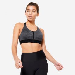 Stanik sportowy Domyos. Koszulki sportowe DOMYOS, bez wzorów, z elastanu, bez ramiączek, na fitness i siłownię. Za 119.99 zł.