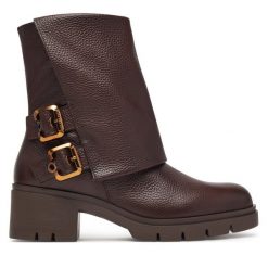 Botki Hispanitas. Brązowe botki Hispanitas, bez wzorów, bez obcasa, na słupku, bez zapięcia. Za 859.99 zł.