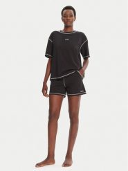HUGO Piżama Nite 50543530 Czarny Relaxed Fit. Czarne piżamy Hugo, bez wzorów, z bawełny, bez ramiączek. Za 379.99 zł.