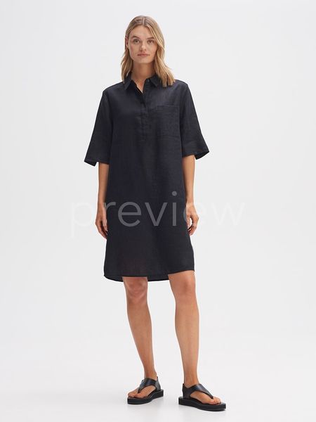 OPUS Lniana sukienka w kolorze antracytowym rozmiar: 34. Czarne sukienki Opus, bez wzorów, ze lnu, bez kołnierzyka, bez ramiączek, mini. Za 122.38 zł.