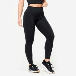 Legginsy do treningu siłowego damskie Domyos seamless. Czarne legginsy DOMYOS, xl, bez wzorów, z elastanu. Za 109.99 zł.