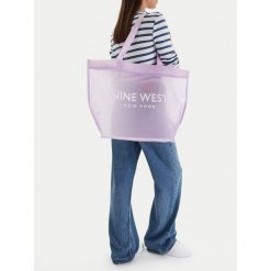 Torebka Nine West. Fioletowe shopper Nine West, bez wzorów, bez dodatków. Za 79.99 zł.