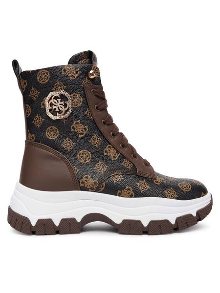 Guess Trzewiki FLFBNZ FAL12 Brązowy. Brązowe botki Guess, z aplikacjami, ze skóry, bez obcasa, na płaskiej podeszwie, bez zapięcia. Za 489.99 zł.